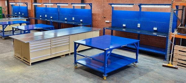 The upgraded workshop with new workbenches and workstations